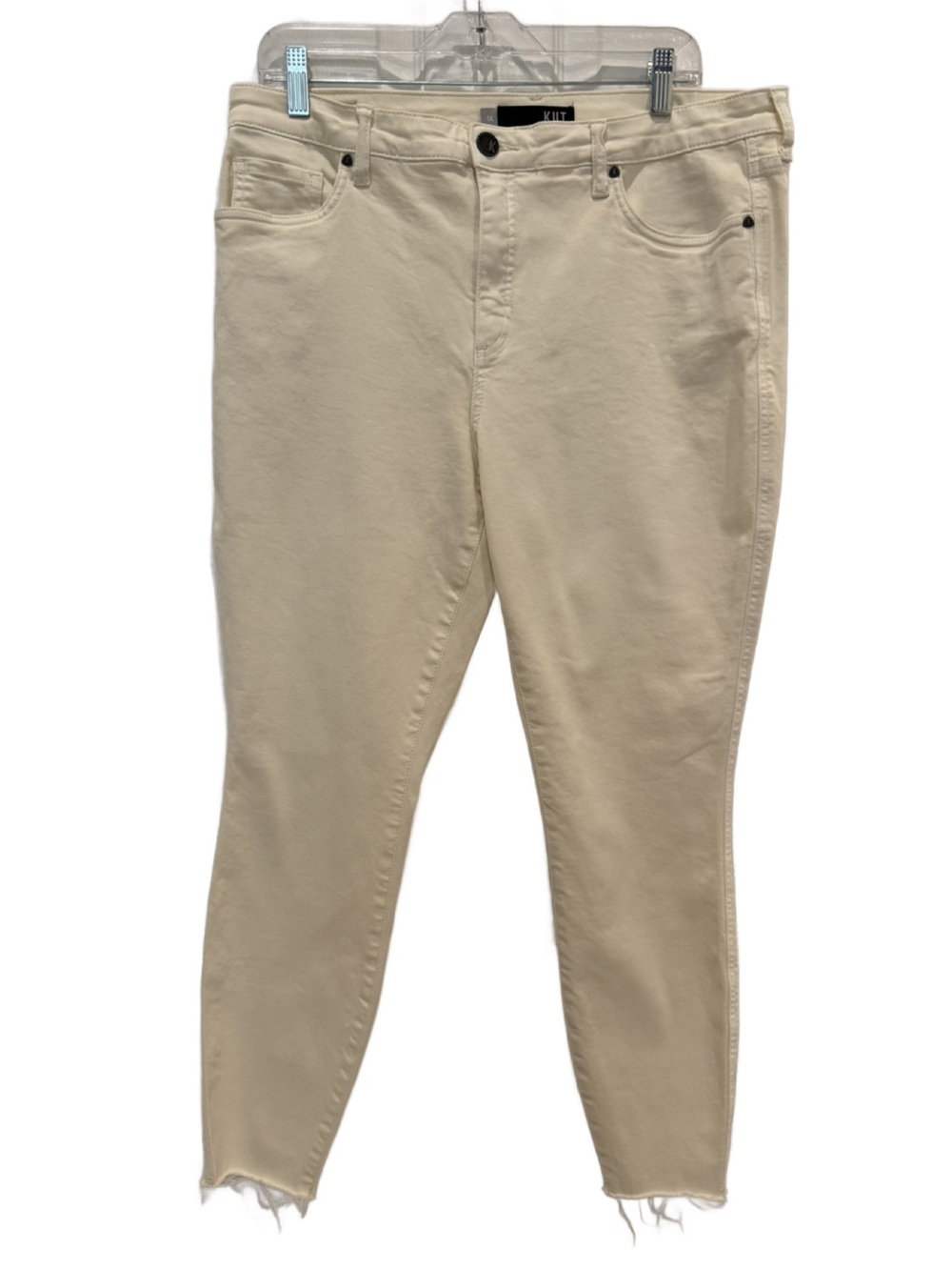 Kut from the Kloth Connie Off-White High Rise Ankle Skinny Jeans.  14